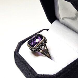 Amethyst Square Indian Handmade Ring